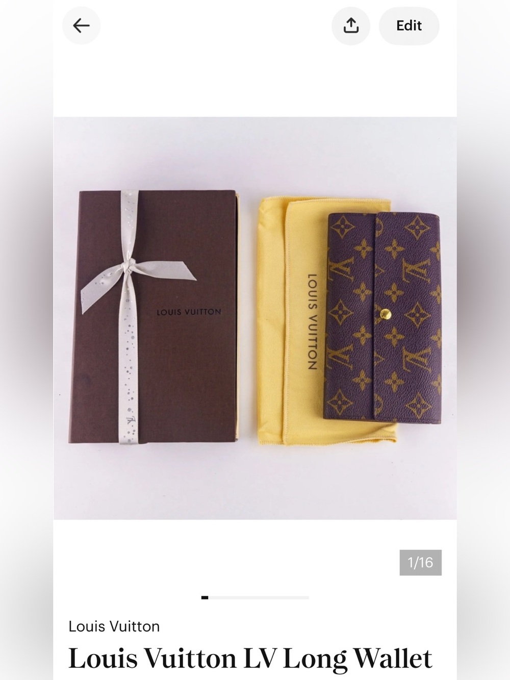 Louis Vuitton LV Long Wallet Monogram 7.4x4.2in Portefeuil Sarah With Box #A1037